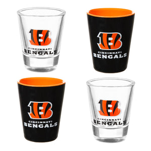 Cincinnati Bengals 4 Piece Ceramic and Glass 2oz. Shot Glass Set