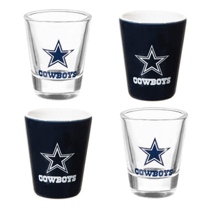 Dallas Cowboys 4 Piece Ceramic and Glass 2oz. Shot Glass Set