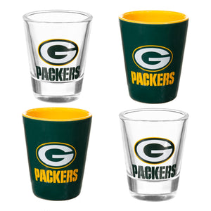 Green Bay Packers 4 Piece Ceramic and Glass 2oz. Shot Glass Set