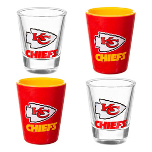 Kansas City Chiefs 4 Piece Ceramic and Glass 2oz. Shot Glass Set