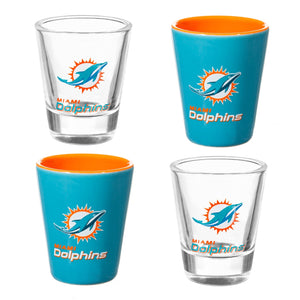 Miami Dolphins 4 Piece Ceramic and Glass 2oz. Shot Glass Set