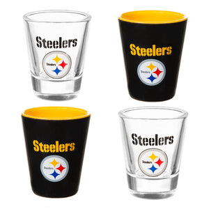 Pittsburgh Steelers 4 Piece Ceramic and Glass 2oz. Shot Glass Set