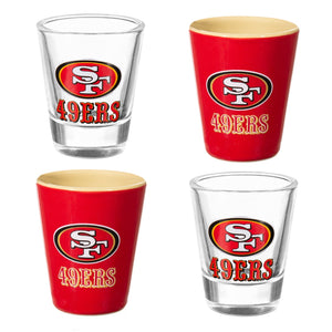 San Francisco 49ers 4 Piece Ceramic and Glass 2oz. Shot Glass Set