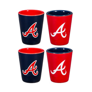 Atlanta Braves 4 Piece Ceramic and Glass 2oz. Shot Glass Set