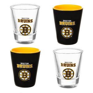 Boston Bruins 4 Piece Ceramic and Glass 2oz. Shot Glass Set