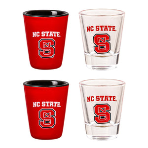 North Carolina State Wolfpack 4 Piece Ceramic and Glass 2oz. Shot Glass Set