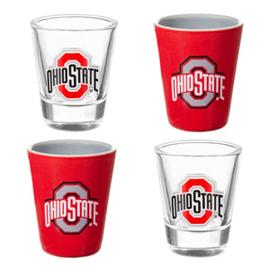 Ohio State Buckeyes 4 Piece Ceramic and Glass 2oz. Shot Glass Set