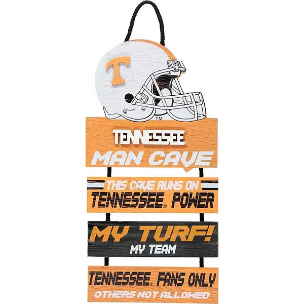 Tennessee Volunteers Helmet Man Cave Rules Sign