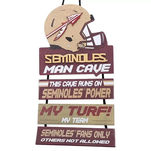 Florida State Seminoles Helmet Man Cave Rules Sign