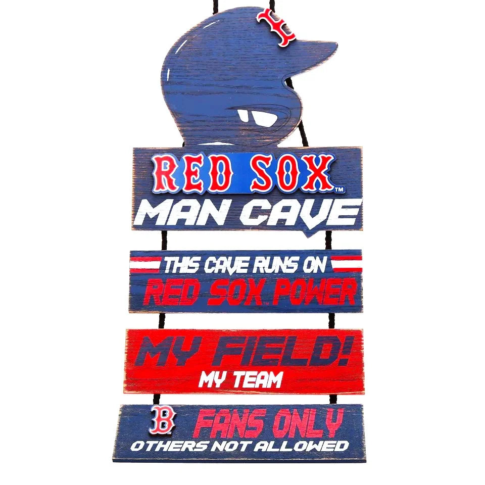 Boston Red Sox Helmet Man Cave Rules Sign