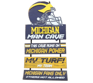 Michigan Wolverines Helmet Man Cave Rules Sign