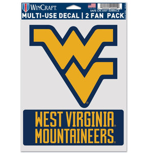 West Virginia Mountaineers Sports Multi Used Decal 2 Fan Pack