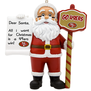 San Francisco 49ers Santa With Scroll Ornament