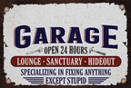 Personalized Garage Metal Sign – Custom Name “Open 24 Hours” Wall Decor