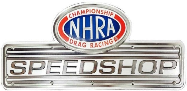 NHRA Speedshop Shaped Embossed Metal Signs