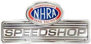 NHRA Speedshop Shaped Embossed Metal Signs