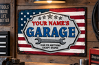 Personalized Custom Garage Metal Sign – Patriotic Garage Wall Decor