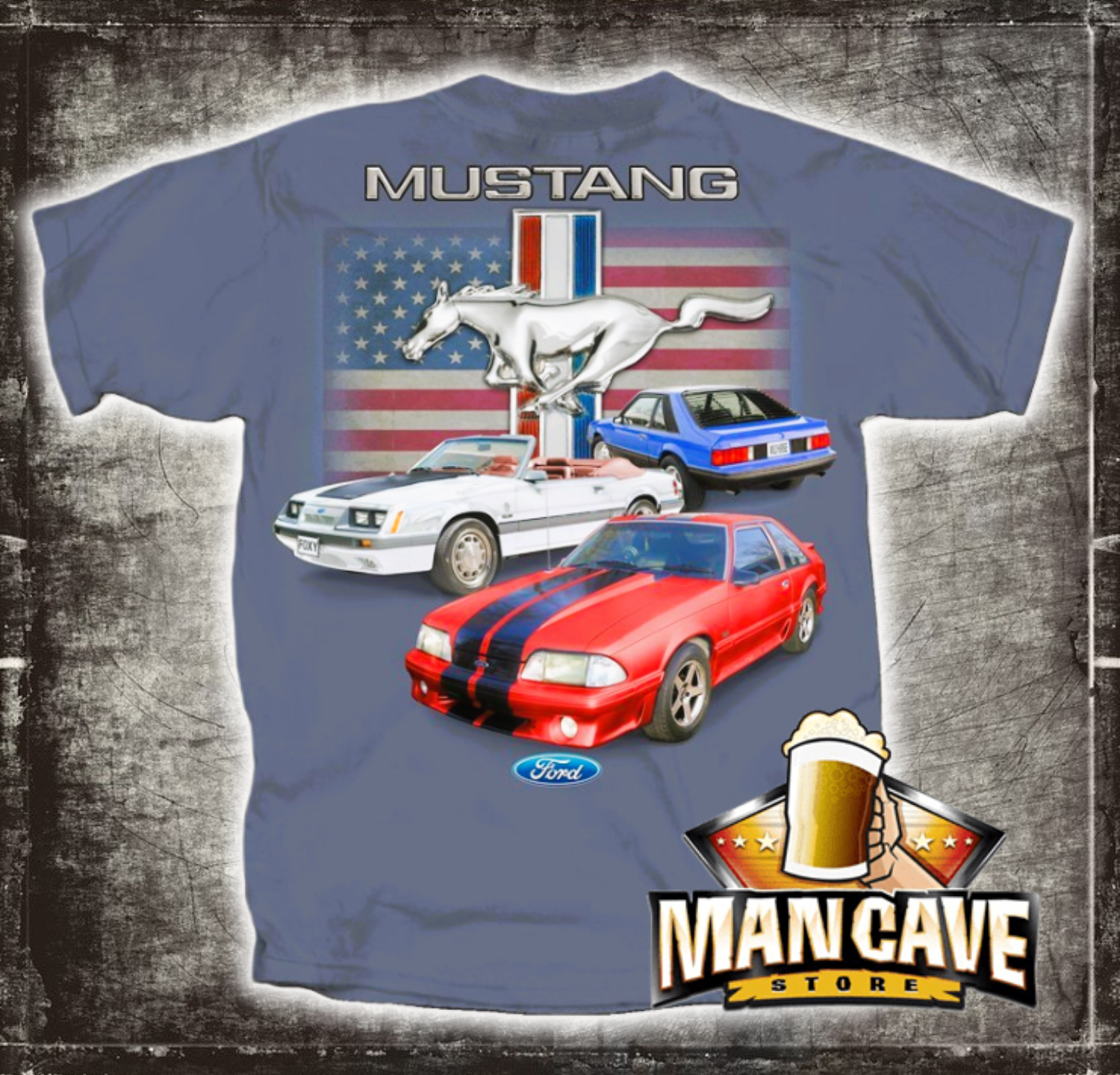 Ford Mustang Fox Body American Flag T‑Shirt