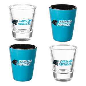 Carolina Panthers 4 Piece Ceramic and Glass 2oz. Shot Glass Set