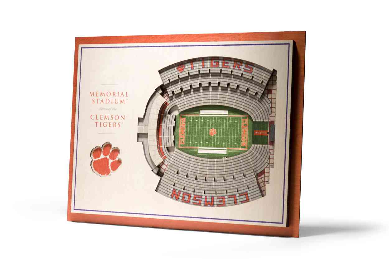 Clemson Tigers 5-Layer Stadiumviews 3D Wall Art