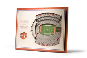 Clemson Tigers 5-Layer Stadiumviews 3D Wall Art