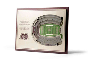Mississippi ST Bulldogs 5-Layer Stadiumviews 3D Wall Art