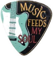 Music Feeds My Soul Shaped Embossed Metal Signs