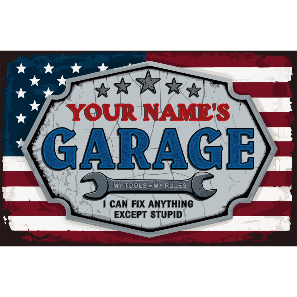 Personalized Custom Garage Metal Sign – Patriotic Garage Wall Decor