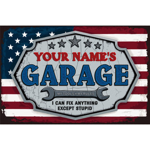 Personalized Custom Garage Metal Sign – Patriotic Garage Wall Decor