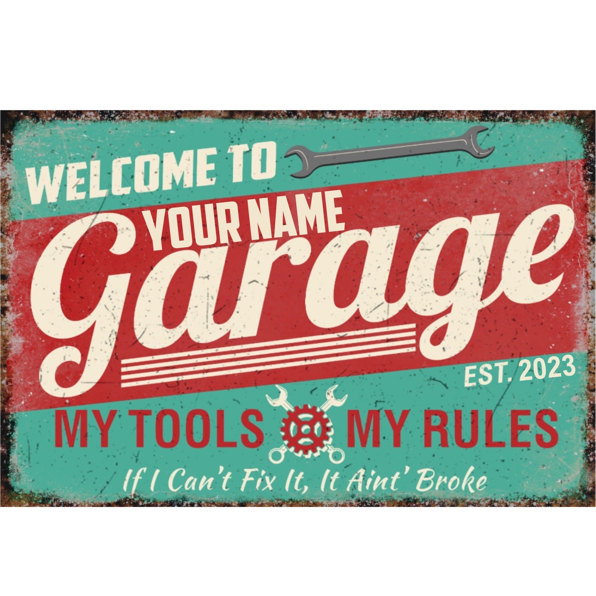 Personalized Garage Sign – Custom Name Vintage Mechanic Wall Decor