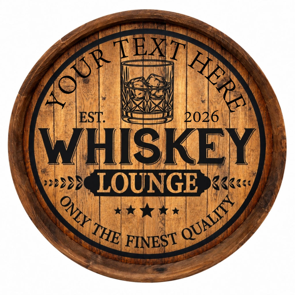 Personalized Whiskey Lounge Barrel Sign