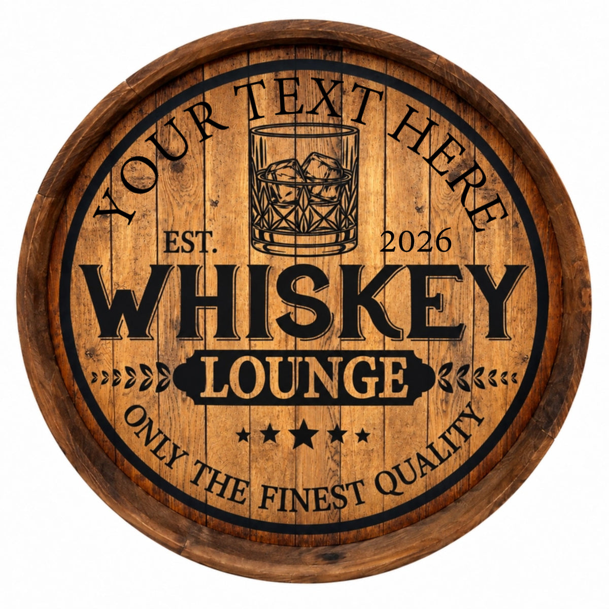 Personalized Whiskey Lounge Barrel Sign