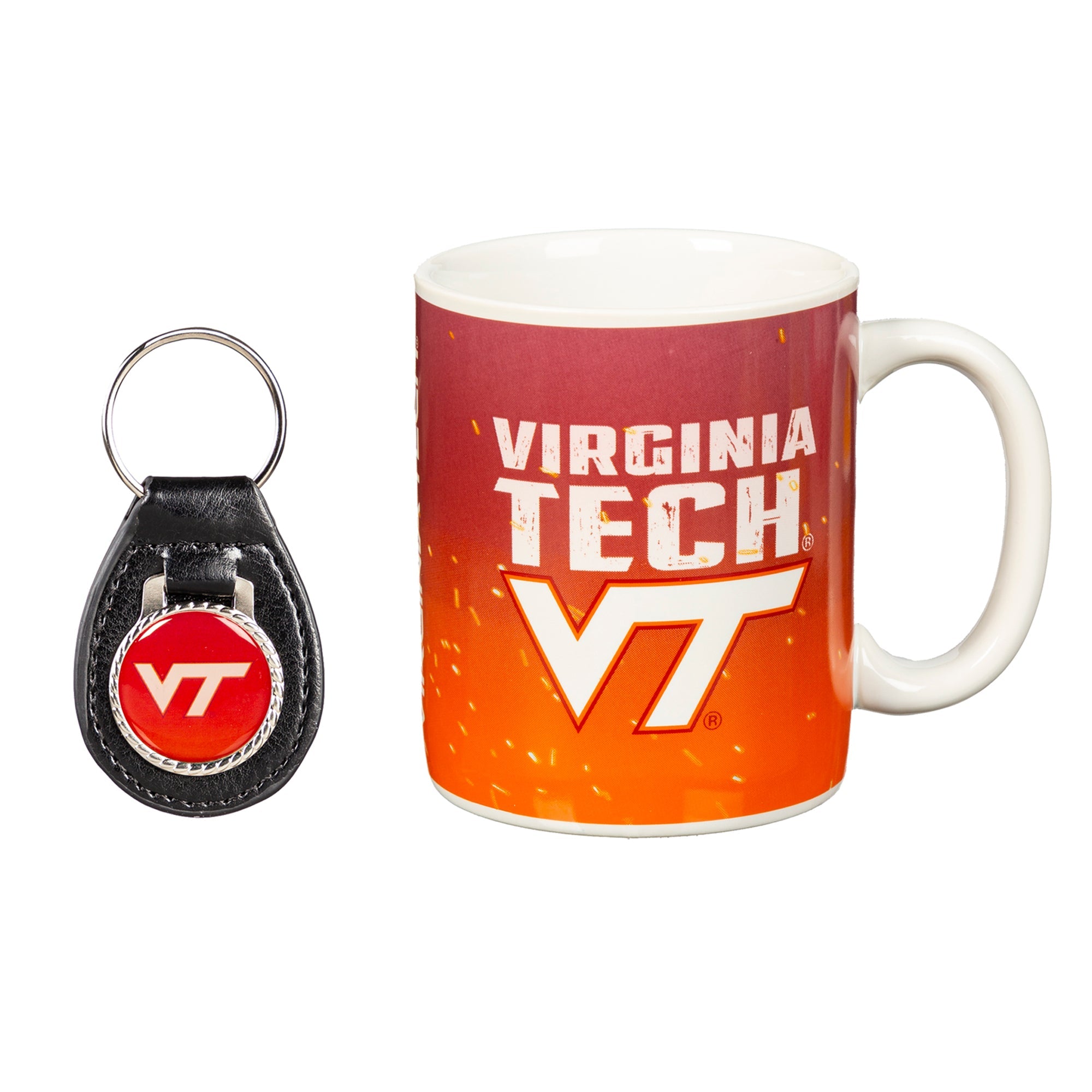 Virginia Tech Hokies Ceramic Mug & Leather Keychain Set