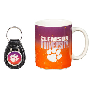 Clemson Tigers Ceramic Mug & Leather Keychain Set
