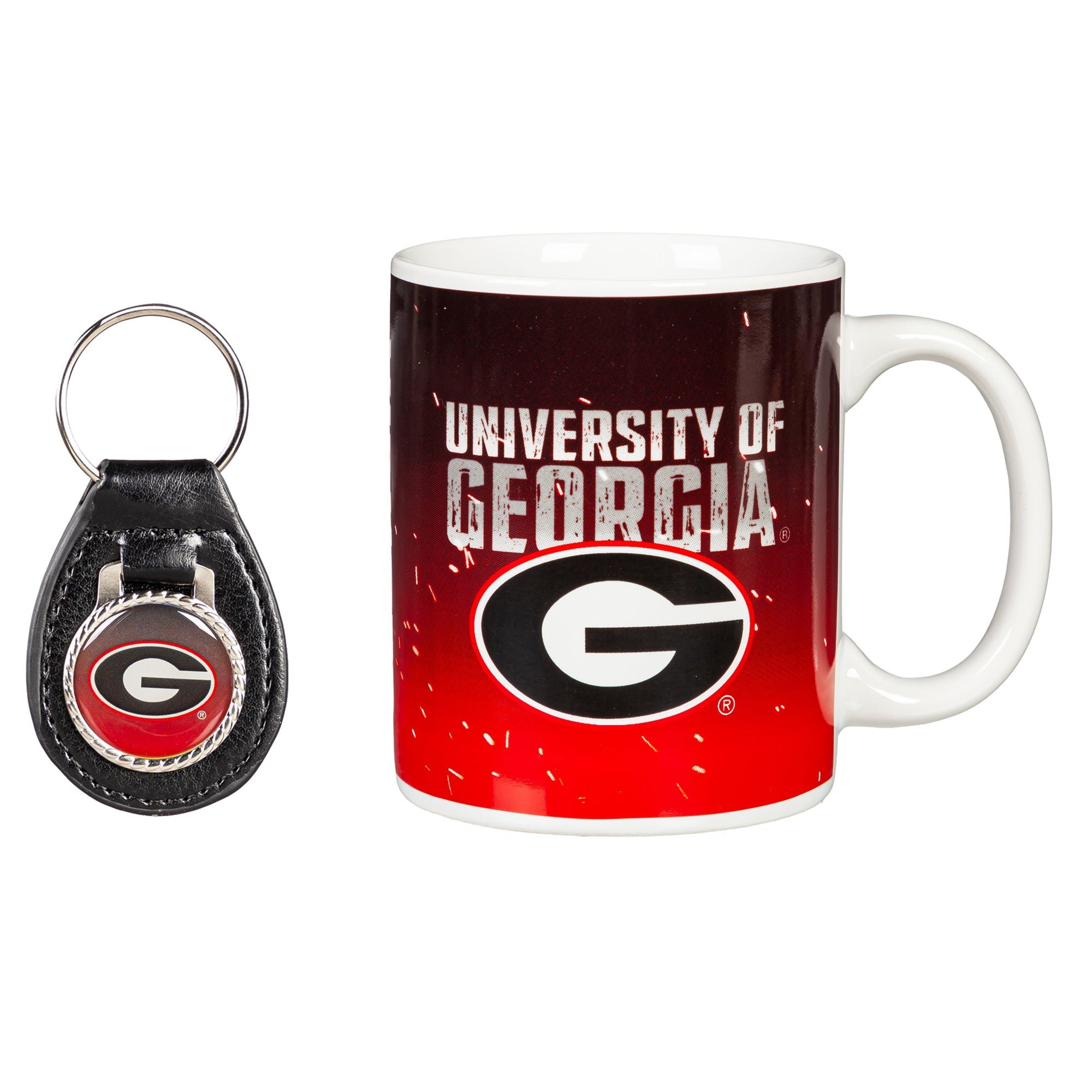 Georgia Bulldogs Ceramic Mug & Leather Keychain Set