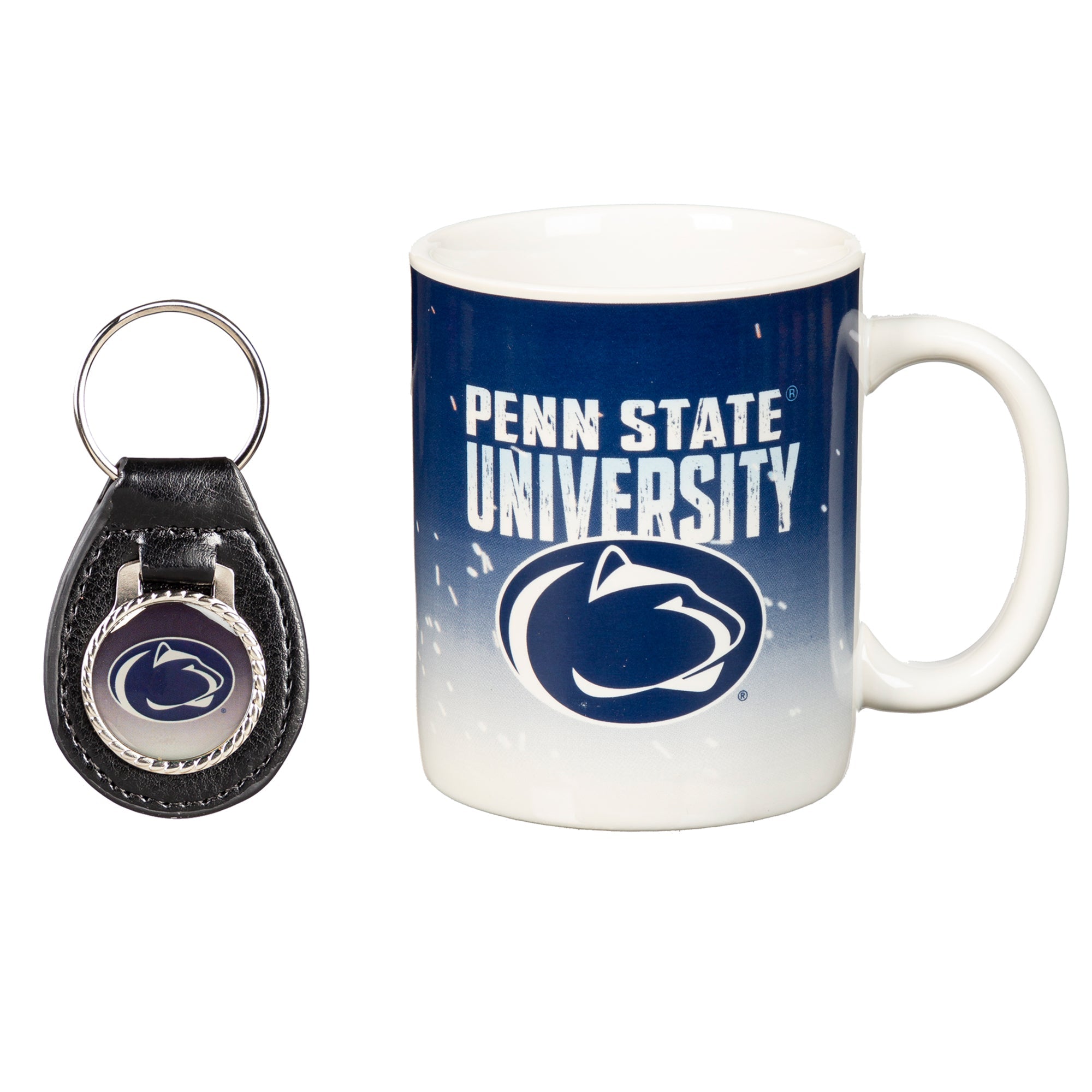 Penn State Ceramic Mug & Leather Keychain Set