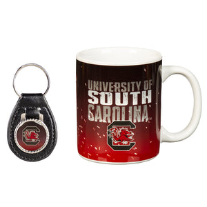 South Carolina Gamecocks Ceramic Mug & Leather Keychain Set