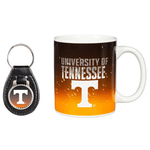 Tennessee Volunteers Ceramic Mug & Leather Keychain Set