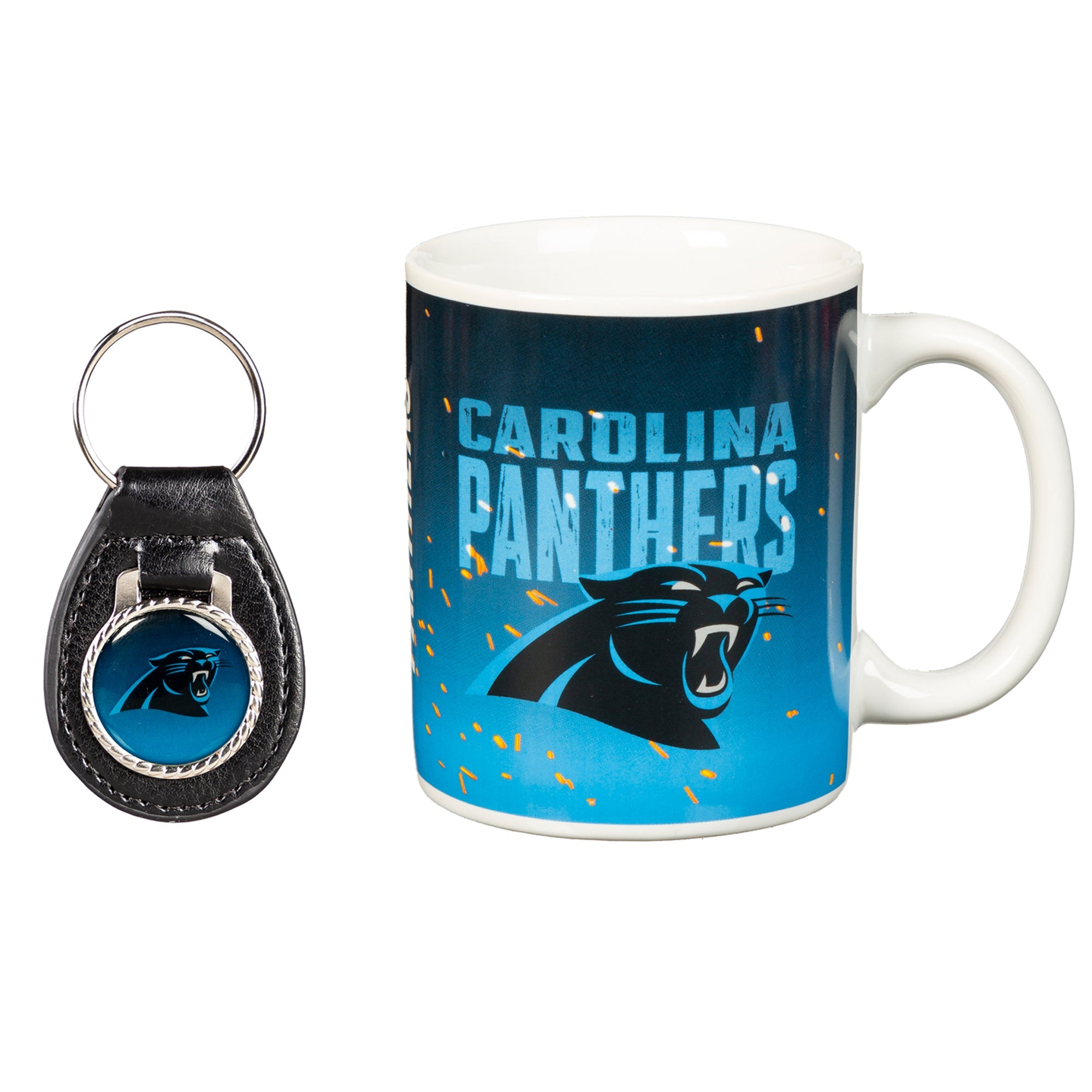 Carolina Panthers Ceramic Mug & Leather Keychain Set