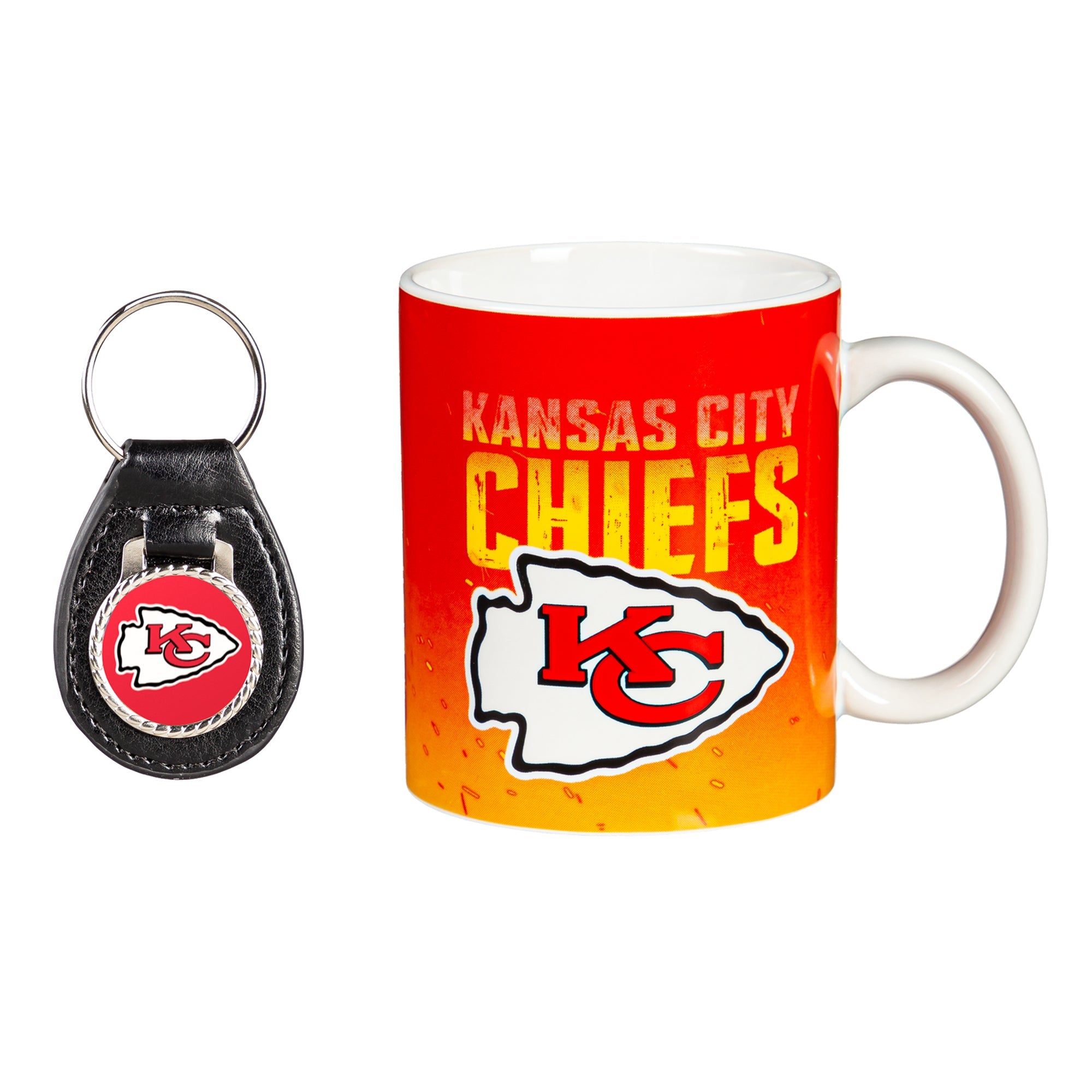 Kansas City Chiefs Ceramic Mug & Leather Keychain Set