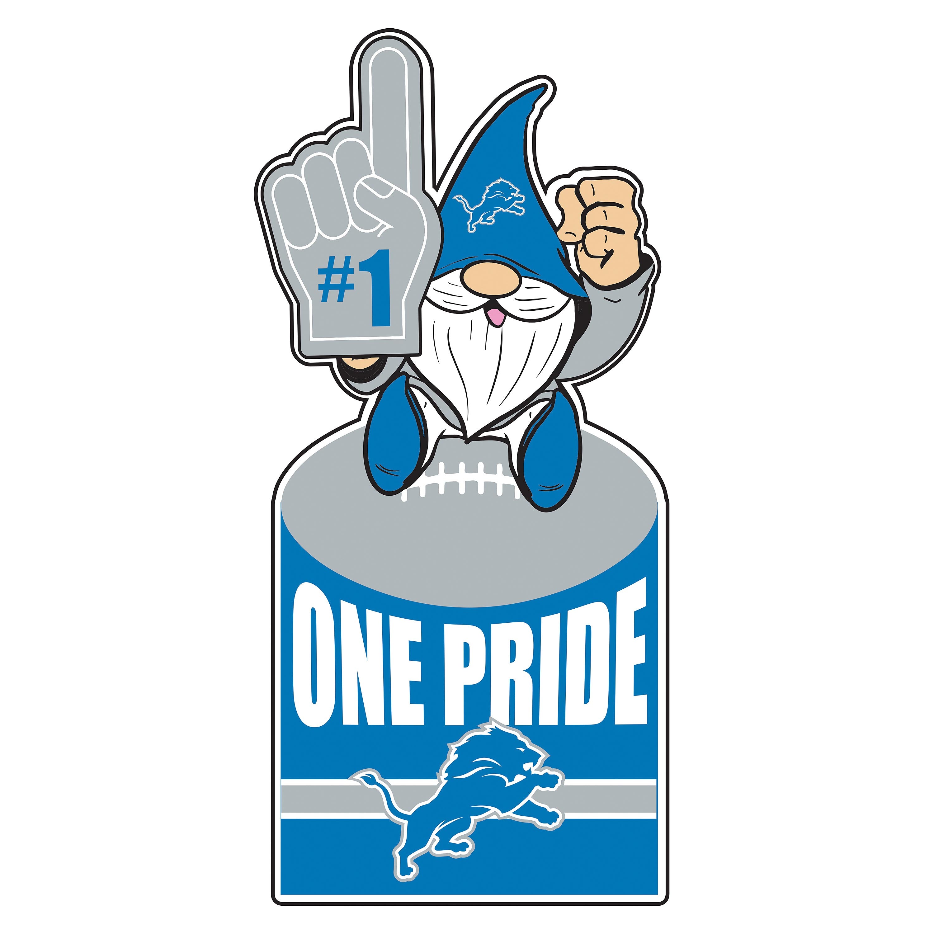 Detroit Lions Gnome Metal Sign 10 x 30