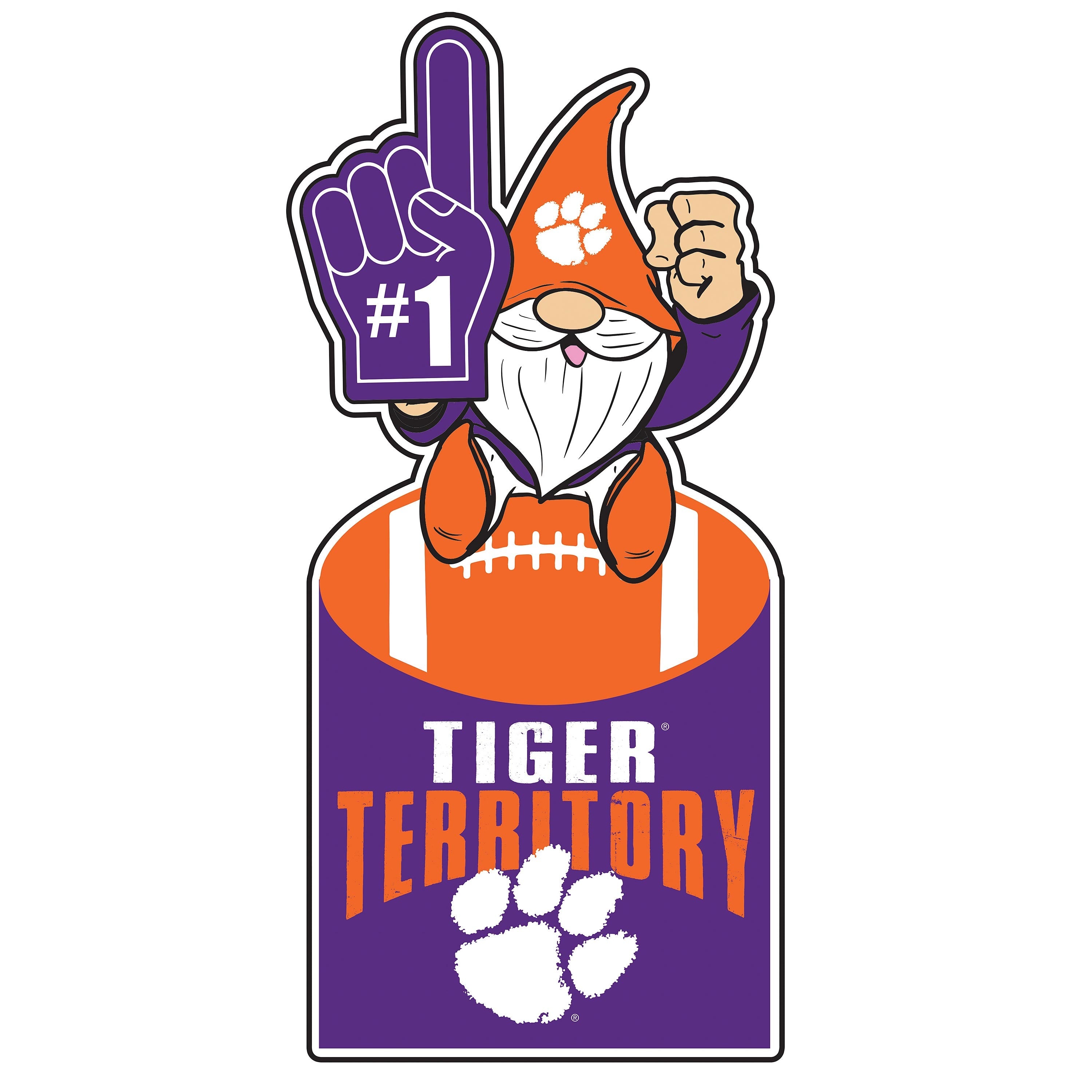 Clemson Tigers Gnome Metal Sign 10 x 30
