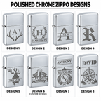 Personalized High Polish Chrome Zippo Lighter – Custom Engraved