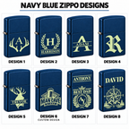 Personalized Navy Blue Matte Zippo Lighter – Custom Engraved