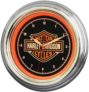 Harley-Davidson Bar & Shield LED Clock, Long Lasting Bright Orange