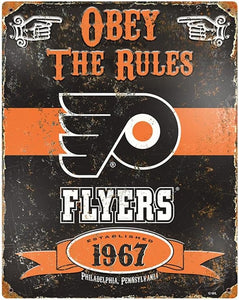 Philadelphia Flyers Obey Rules Metal Sign
