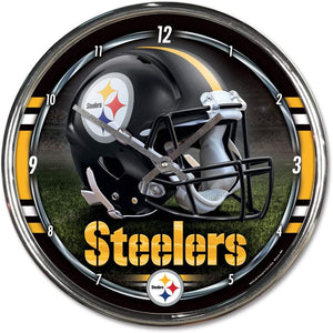 Pittsburgh Steeler Chrome Clocks