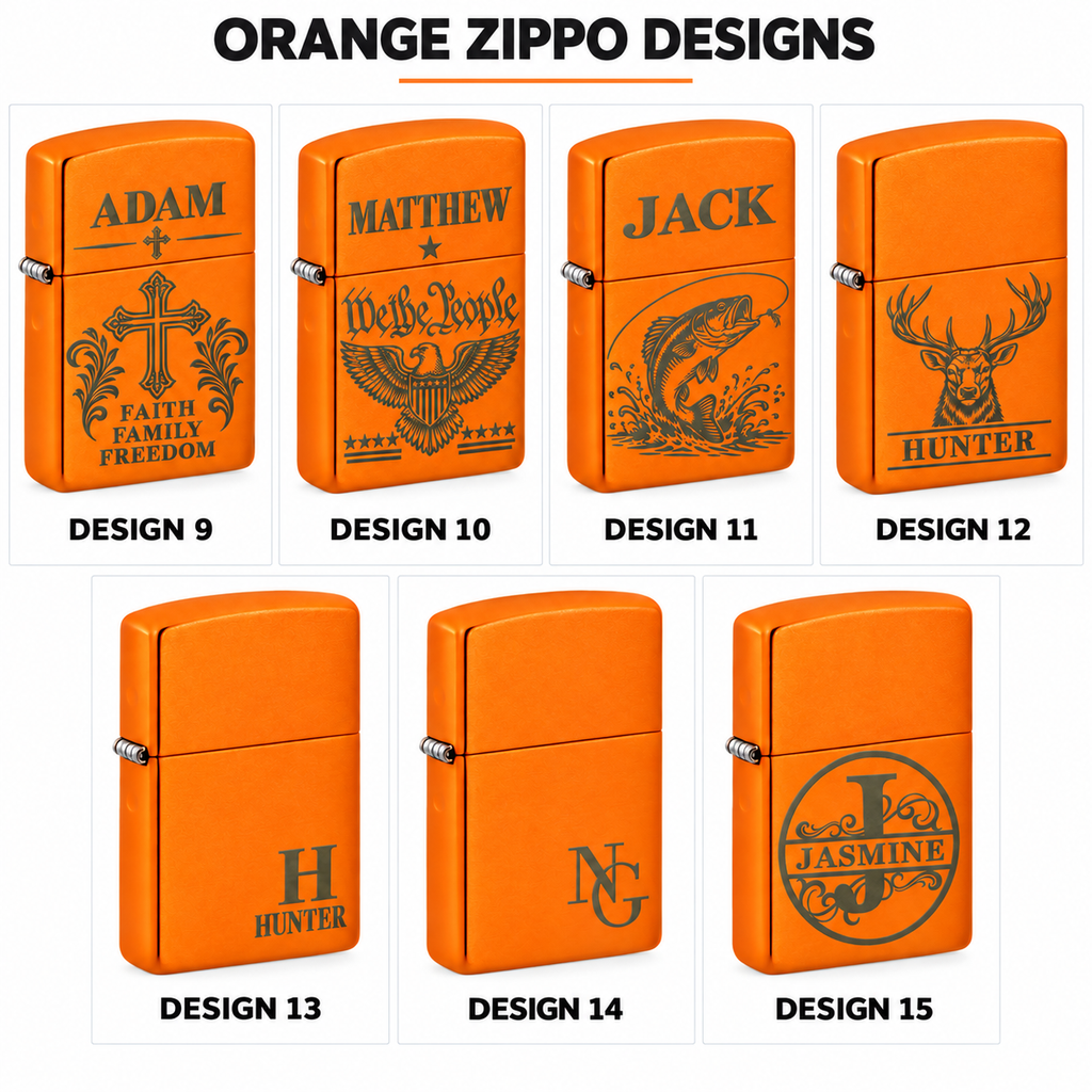 Personalized Orange Matte Zippo Lighter – Custom Engraved