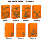 Personalized Orange Matte Zippo Lighter – Custom Engraved