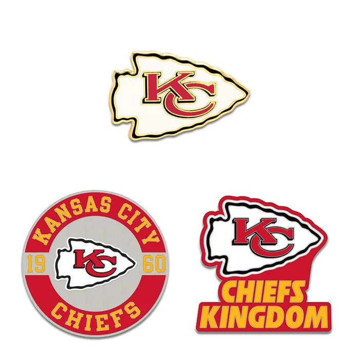 Kansas City Chiefs 3 Piece Enamel Pin Set